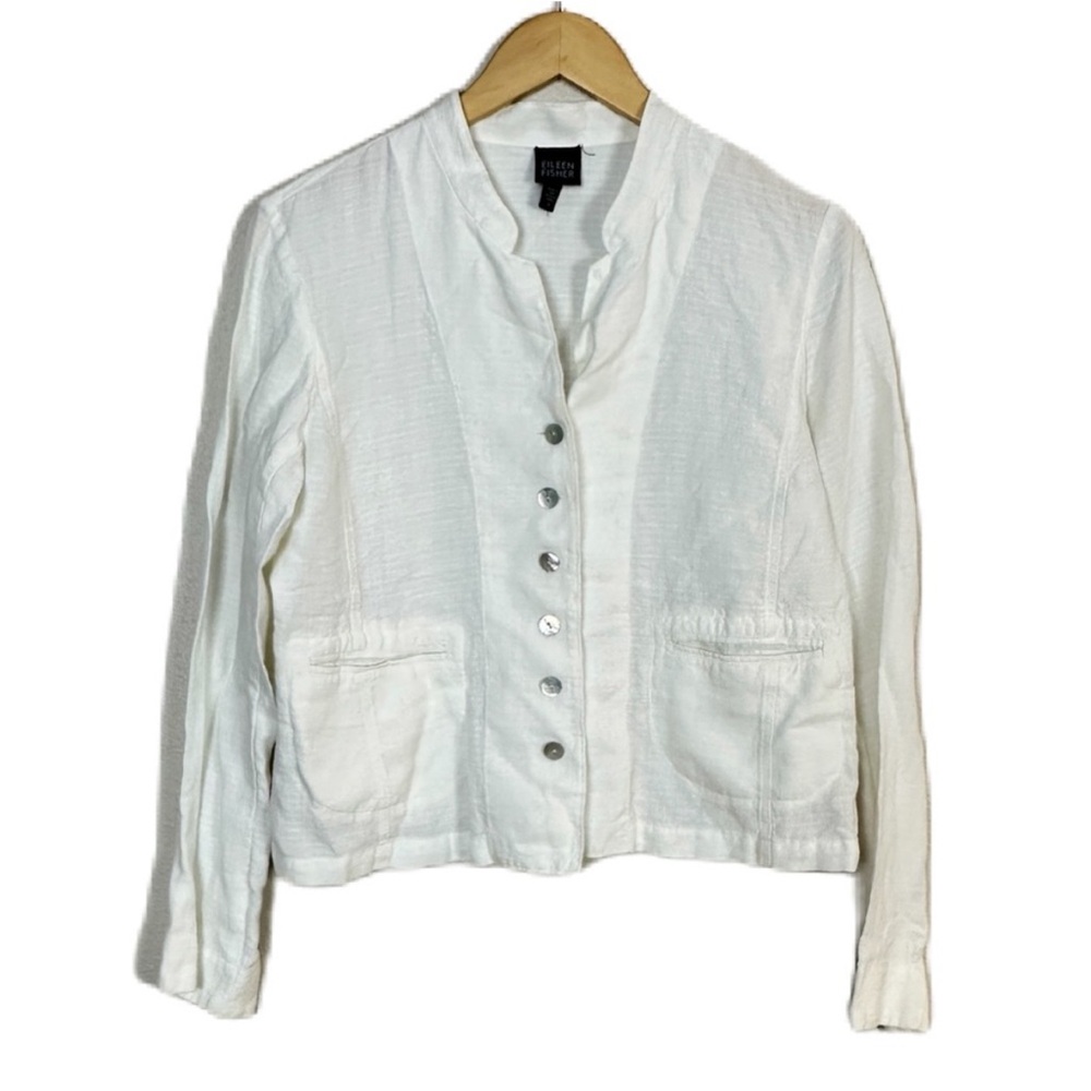 Eileen Fisher White Line Blend Jacket Long Sleeve‎ Women’s Medium